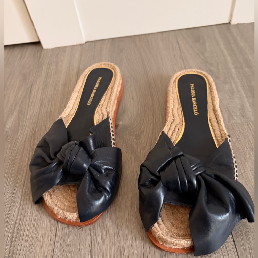 Paloma Barceló Leather Espadrille Slides | Black | EU 41 | Made in Spain